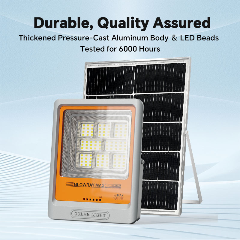 400W FGET Solar Flood Lighting Fixture for Outdoor and Yard Applications